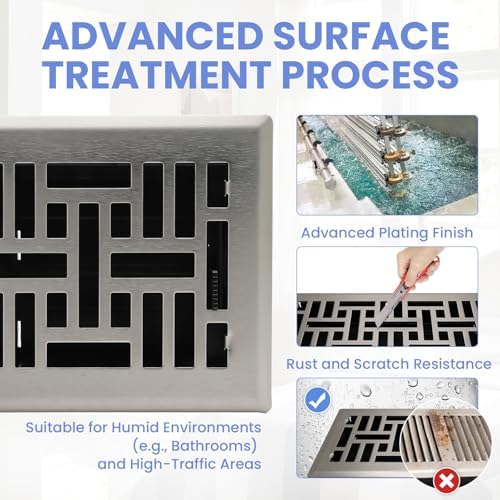 Howeall 4x8 Inches 2 Pack Heavy Duty Walkable Floor Register Easy Adjust Air - Image 3