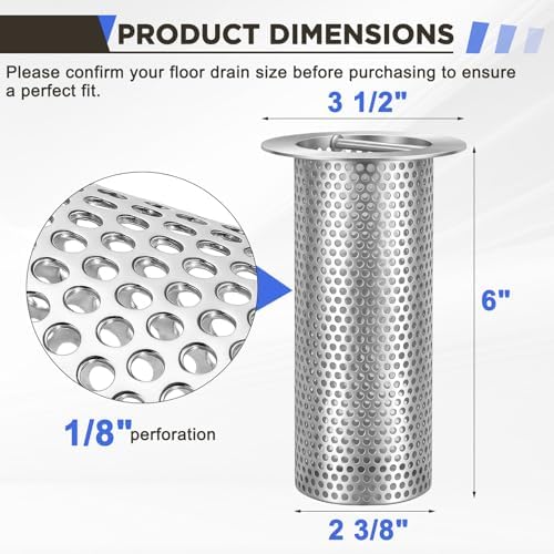 2 Pcs Commercial Floor Drain Strainer Perforated Cylindrical Mesh 316 Stainless - Image 2