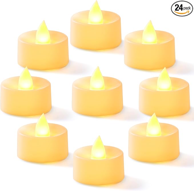 Homemory 24-Pack Flameless Tea Lights Candles Battery Operated, 200+ Hours | by Homemory