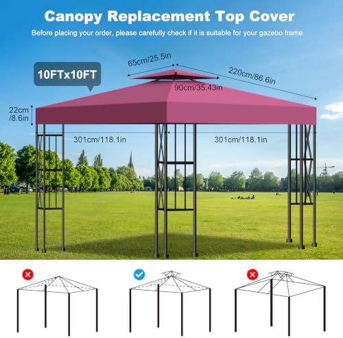 10x10 Canopy Replacement Top Cover Canopy Top Replacement Double Layer Vented - Image 7