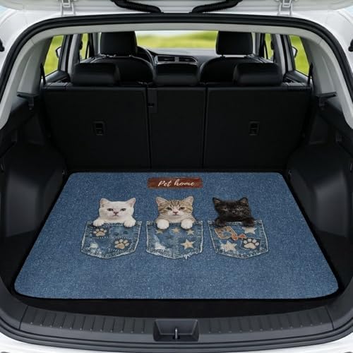 Funny Cat Print Heavy Duty Cargo Mat Racing Trunk Mat Universal Waterproof by Darisoco