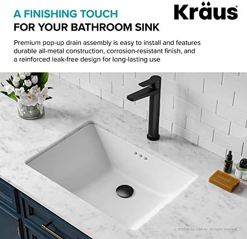 KRAUS Pop-Up Drain with Overflow in Matte Black - Image 5