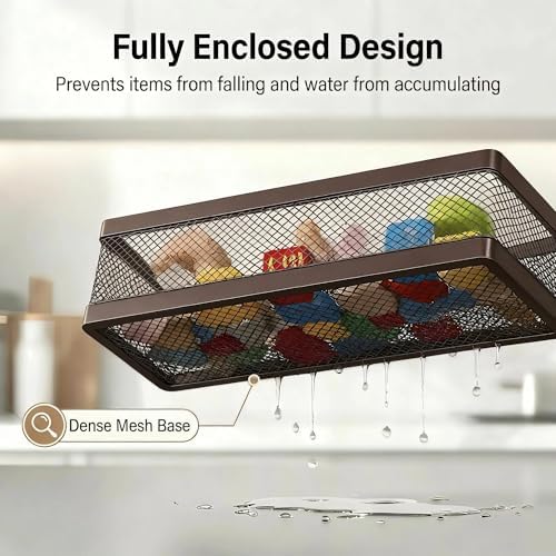 PUSDON 5-in-1 16.5" Extra Long Slim Wall Mount Wrapped Mesh Kitchen Organizer & - Image 4