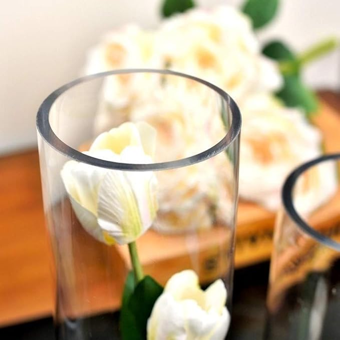 WGVI Quality Thick Weighted Clear Cylinder Glass Vases, Skinny Bud Vase Narrow - Image 4
