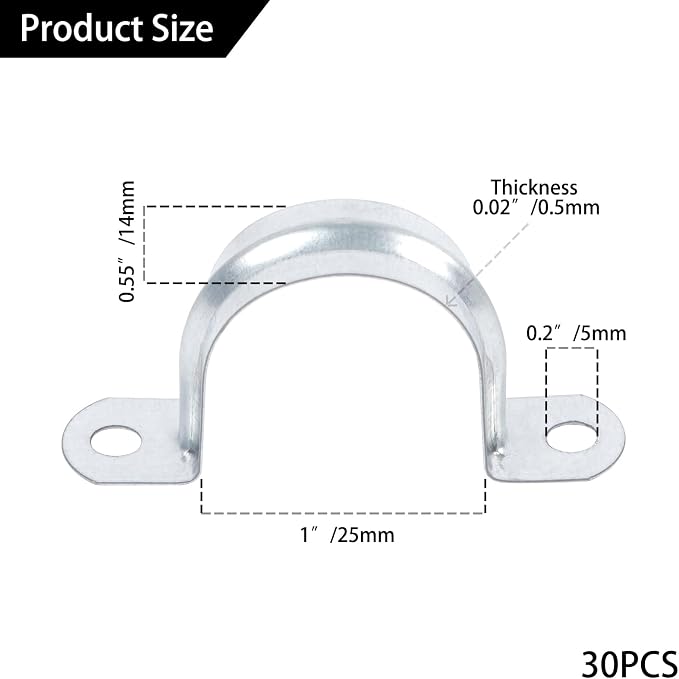 30 PCS 1 Inch Reinforced Rigid Pipe Strap, 2 Holes U Bracket Cable Clamp Hanger - Image 2