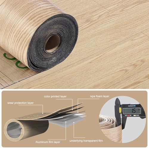 3D Peel and Stick Vinyl Floor Tile Roll Wood Plank Sticker 23"x 393"/64 Sq.Ft - Image 5