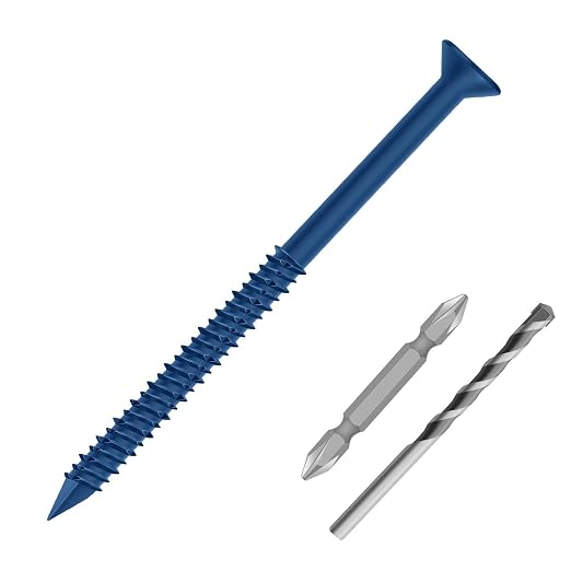 3/16" x 3-3/4" Concrete Screw Anchor Blue Flat Head Screws by Etauwe