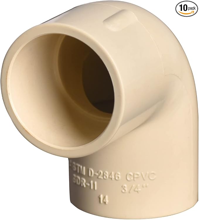 1/2" 10pcs CPVC Pipe Fittings 90DEG Elbow Slip to Slip Beige | Coupling Adapter by Unknown