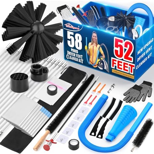 Sealegend 58-Piece 52-Feet Dryer Vent Cleaner Kit, Dryer Cleaning Tools by Sealegend