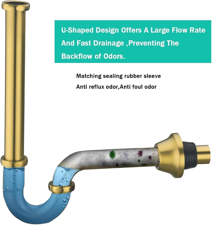 Brass P Trap U-Shape 1 1/4 inch Sink Drain Pipe - Image 4