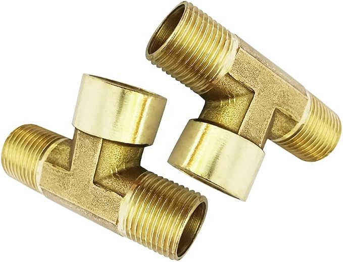 Brass Pipe Fitting Street Tee BSP Thread 3 ways Connector 3/8" Male x 3/8" by Pysrych