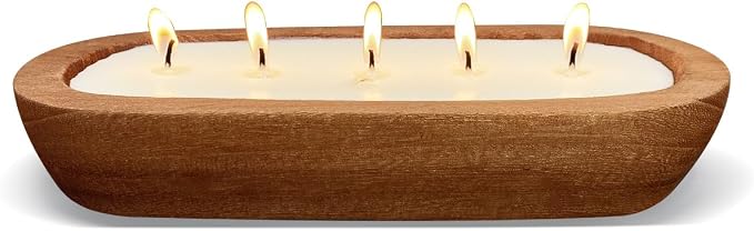 Aromatherapy Candle, SEVEYEE Vanilla Candle 5wicks 16oz, Large Wooden Bowl - Image 9