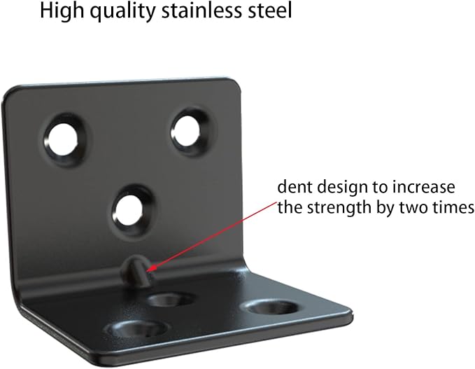 Black Stainless Steel Shelf Bracket, Joint Right Angle Bracket, L Shape Heavy - Image 2