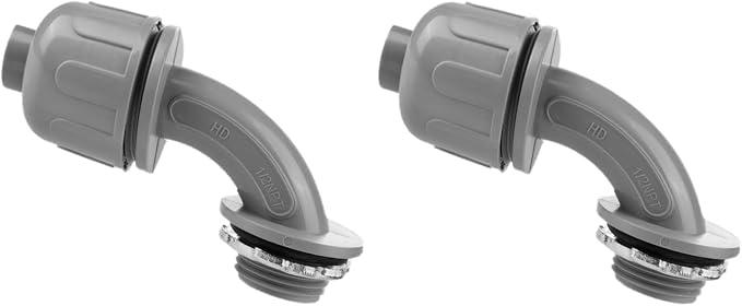 2-Pack 1/2 Inch NPT Liquid Tight PVC 90 Degree Conduit Connectors | elbow angle by Joyangy