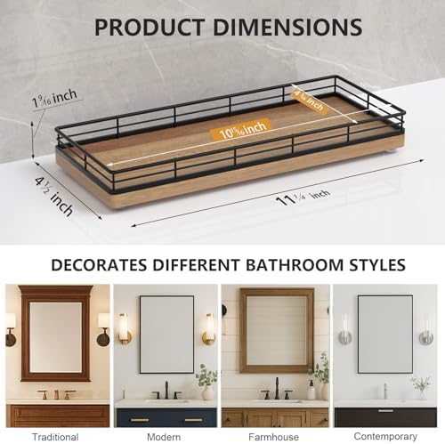 Bathroom Tray for Counter Top Organizer, Acacia Wood Vanity Tray - Image 6