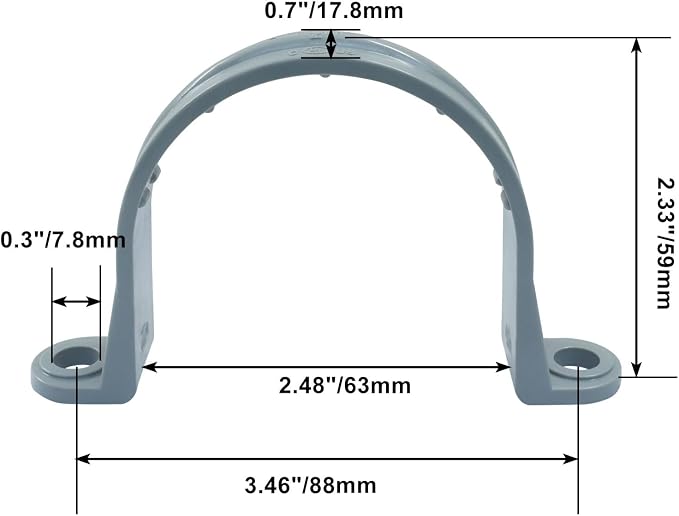 2 Inch PVC Pipe Strap, 12 Pack | 2-Hole, Plastic Conduit Clamp, Pipe Supports - Image 3
