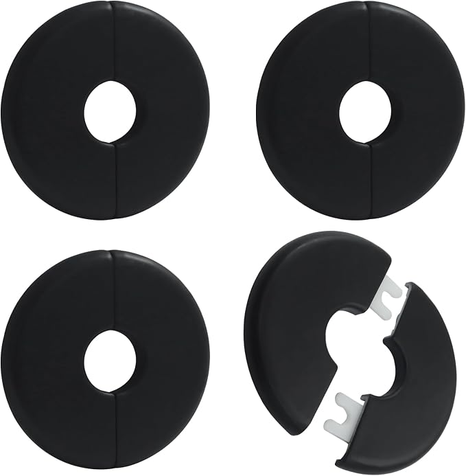 4 Pcs Black Wall Split Flange for 0.6"/16mm Pipe | Escutcheon Plate Plumbing - Image 5