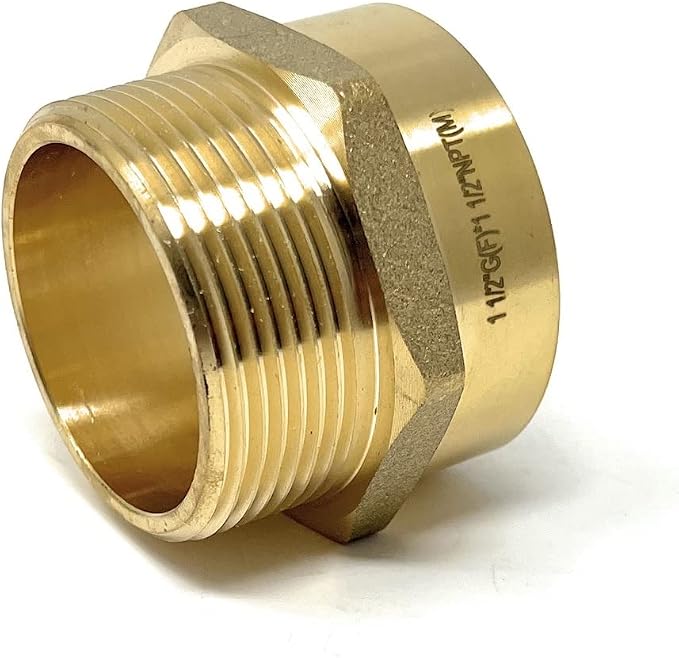 Cascada Lead-Free 1 1/2" G Thread Female to NPT Male Adapter | Brass Pipe - Image 8