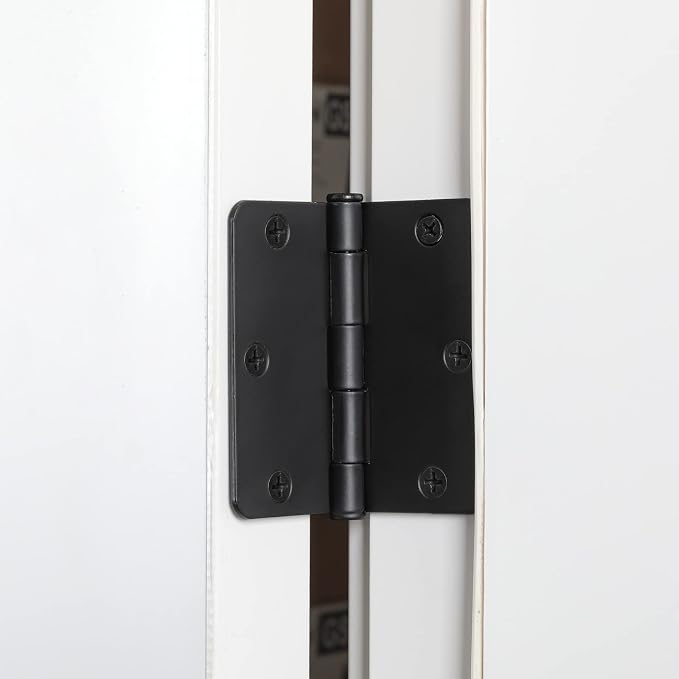 3.5 Inch Interior Door Hinges, 1/4 Inch Radius, Matte Black, 18 Pack | - Image 2
