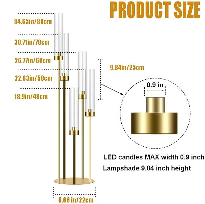 35in 2 Set Gold Candelabra Candle Centerpieces - Image 2