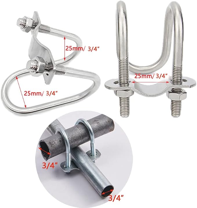 4 Pack Cross Pipe Clamp for OD 3/4'' EMT Tube Clip Double U-shaped Screw Bolt - Image 5