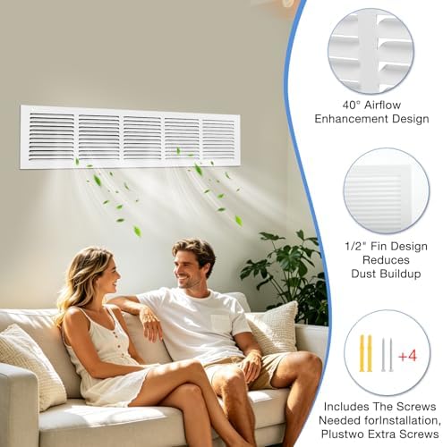 30"W x 6"H Steel Return Air Grille | HVAC White Rust-Resistant Vent Cover - Image 4