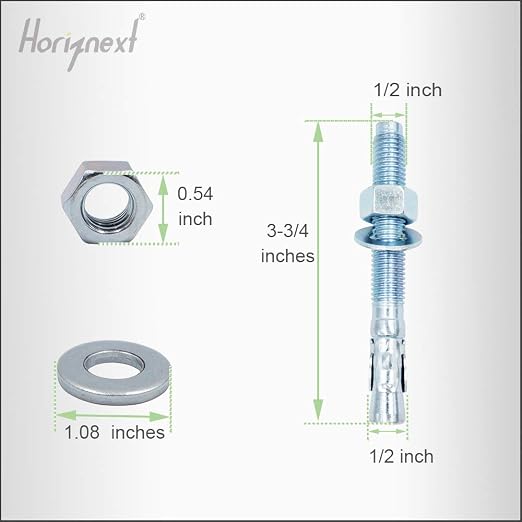 1/2 Concrete Anchors, 1/2 Wedge Anchors Bolts, 3-3/4" L, equipment bases - Image 2