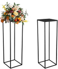 31.5inch 2 pcs Column Vases Metal Flower Stand Black Wedding Centerpieces by MEISHAONV