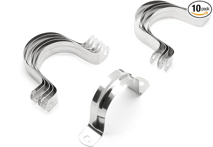 10Pcs 1-3/4 Inch Stainless Steel Conduit Clamps | Two Hole Strap, U Bracket by Jersvimc