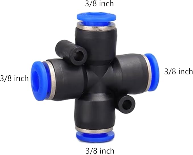 4 way 3/8 OD Push to connect Fittings, push to connect air fittings, 4-way air - Image 2