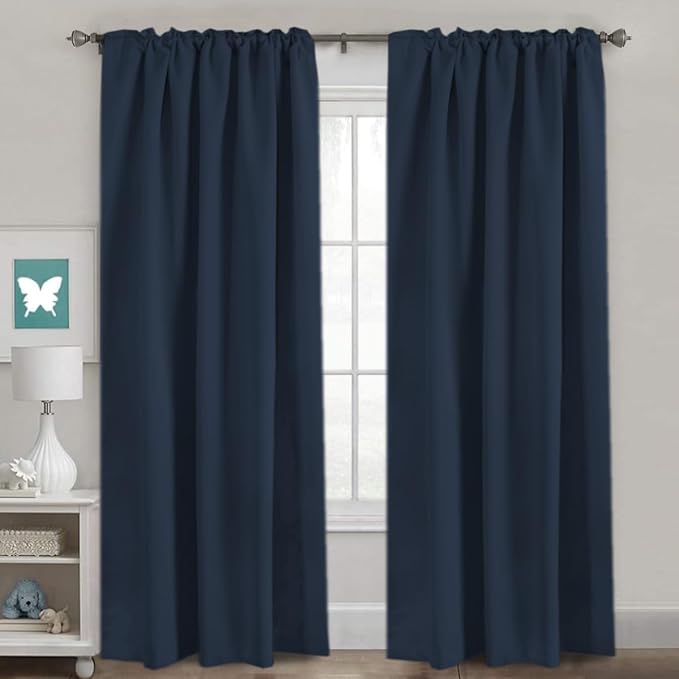 H.VERSAILTEX Back Tab Navy Blackout Curtains 102 Inch Long - Image 2