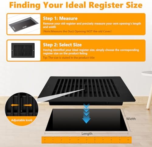 Floor Vent Covers, Floor Register 6x10, 5 Pack Adjustable Plastic Vent Covers - Image 6