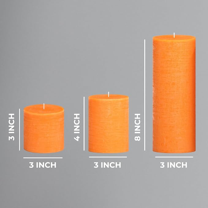 Assorted Pillar Candles Set of 3 – Sizes 3", Rustic Style - Image 3