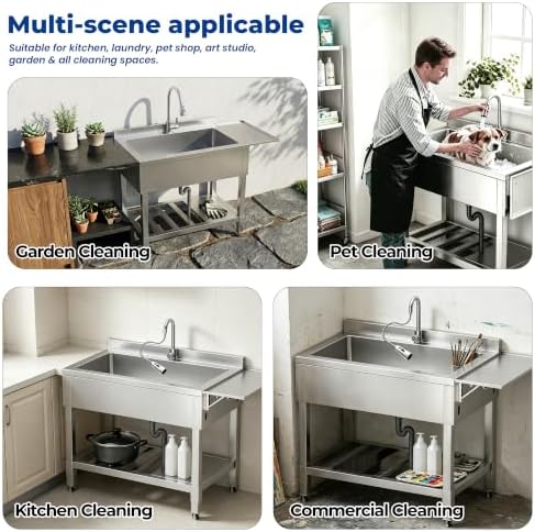 Foldable Utility Sink, Stainless Steel - Image 7