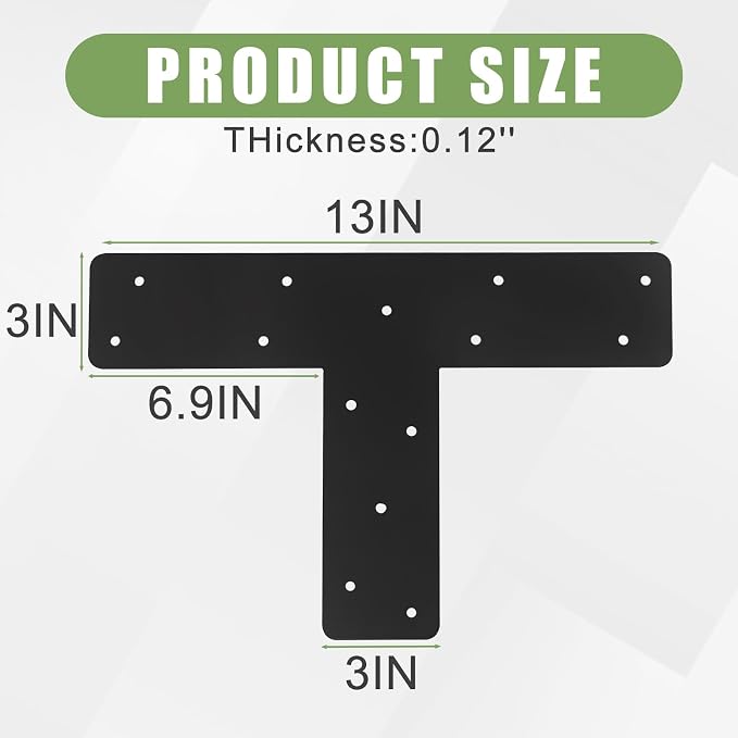 4 Pcs T Post Brackets for Pergola Bracket|Thickness 0.12"| | 13"x 3"Carbon - Image 2