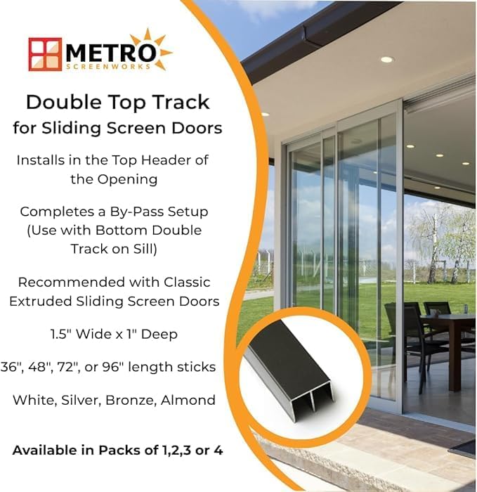 Top Double Channel Track for Bypass & French Sliding Screen Doors, Aluminum | - Image 4