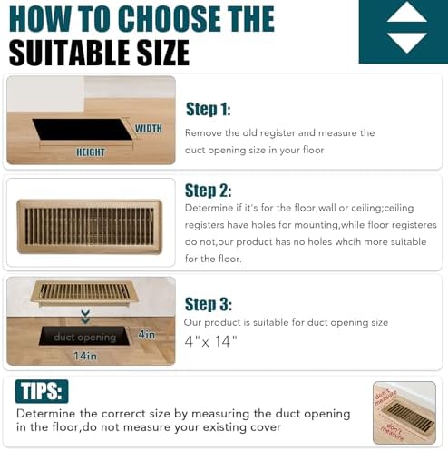 VOISEN Floor Register 4x14, 2 Pack Brown Floor Vent Covers - Image 4