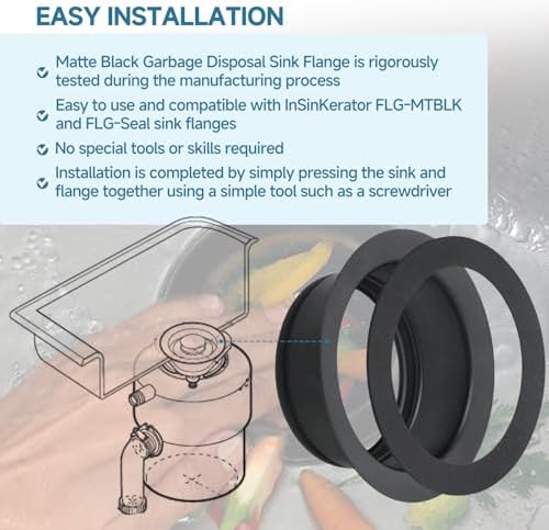 Kitchen Sink Garbage Disposal Flange FLG-MTBLK Putty-Free Rubber Gasket Kit - Image 6