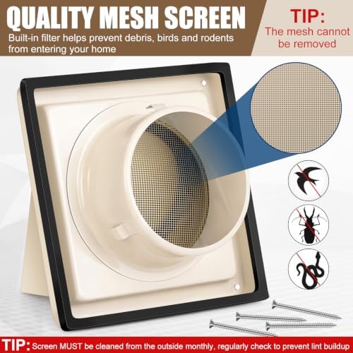 Gisafai 4 Inch Dryer Vent Cover Outdoor - Image 3