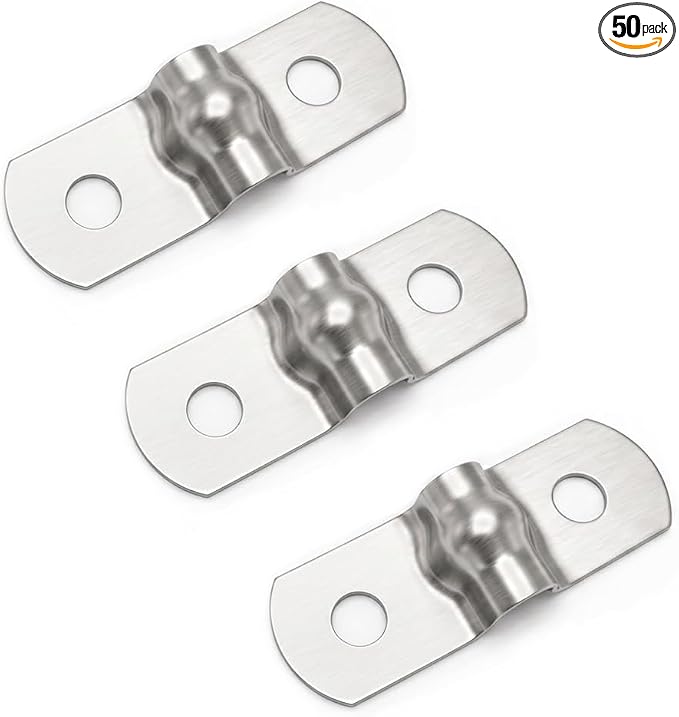 50-Pack Conduit Clamps 5mm, 304 Stainless Steel Two-Hole Pipe Strap | Heavy by Unknown