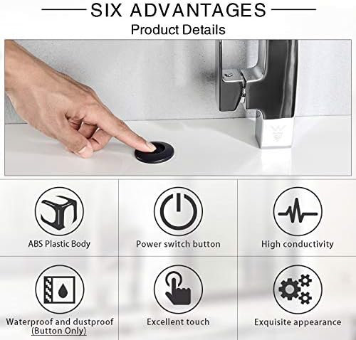 Air Activated Switch Button for Sink Garbage Disposal Part, Matte Black - Image 3