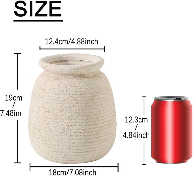 Ceramic Flower Vases Home Decor, Rustic Farmhouse Decorative Vase Pottery - Image 2