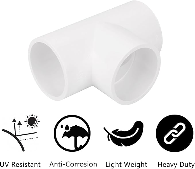 5Pack 3 Way 1-1/2" PVC Tee PVC Pipe Fittings Connector Furniture Grade SCH40 - Image 4