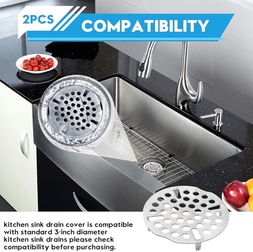2-Pack 3 Inch Drain Cover Kitchen Sink Strainer - Image 5