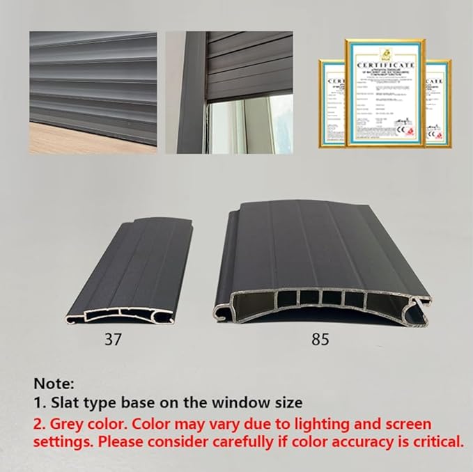 Grey Motorized Roll up Garage Door, Double-Layer Aluminum Rolling shutters - Image 2