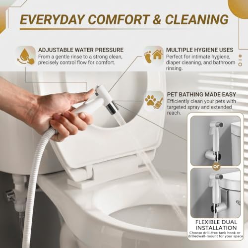BARROCK Handheld Bidet Sprayer for Toilet, Stainless Steel Metal Made Baby - Image 2