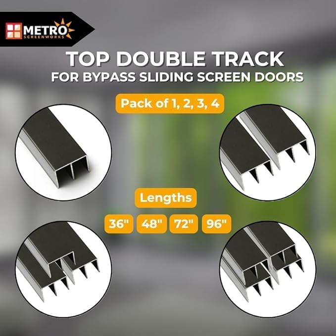 Top Double Channel Track for Bypass & French Sliding Screen Doors, Aluminum | - Image 3