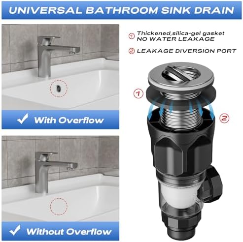 Bathroom Sink Drain Kit with Flexible Expandable P-Trap Sink Drain Pipe Tube - Image 2