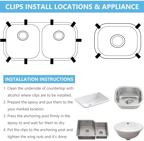 Enhon Undermount Sink Clips Kit 60 Pack, Sink Mounting Brackets, Heavy Duty - Image 3