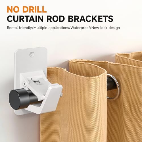 Universal Curtain Rod Holders, No Drill Curtain Rod Brackets, Self Adhesive - Image 3